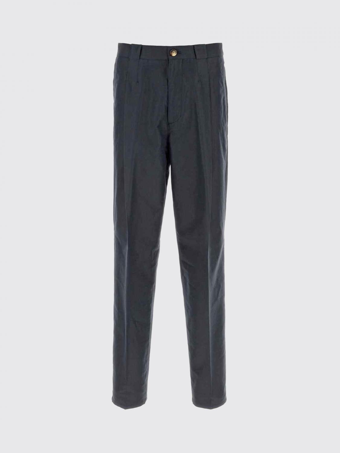 BRUNELLO CUCINELLI PANTS: Cotton And Linen Chino Trousers Brunello Cucinelli, Navy - Img 2