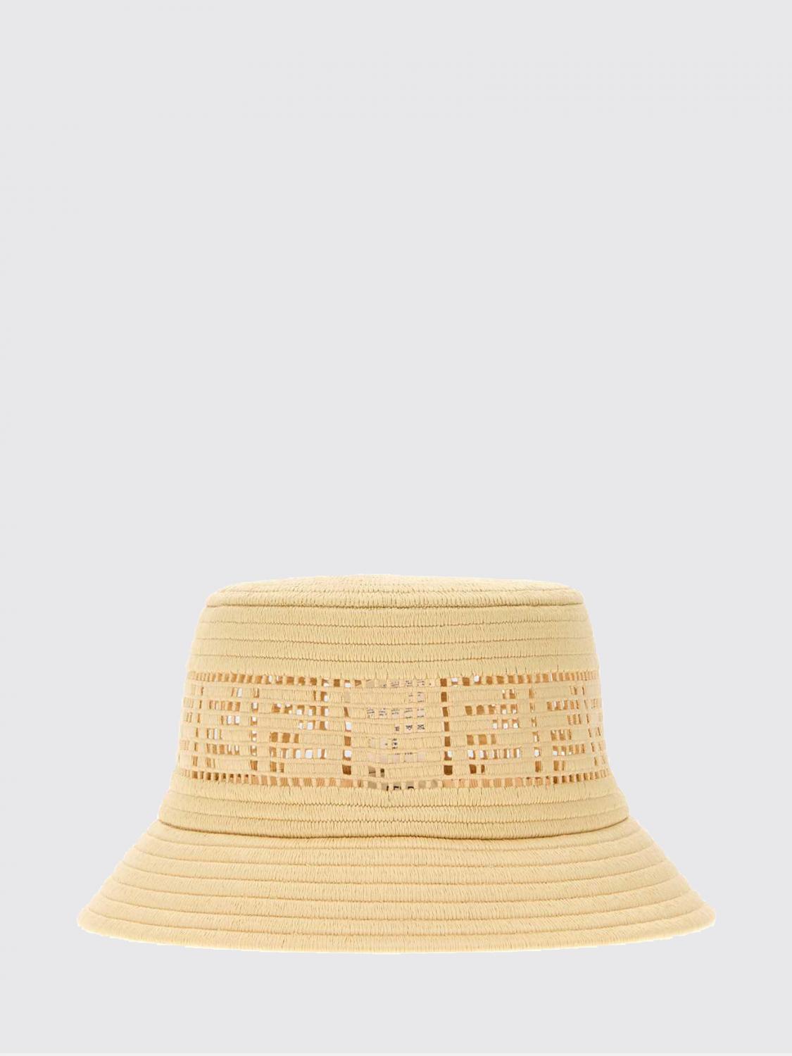 FENDI CAPPELLO: Cappello Fendi in rafia con monogram FF intarsiato , Naturale - Img 1