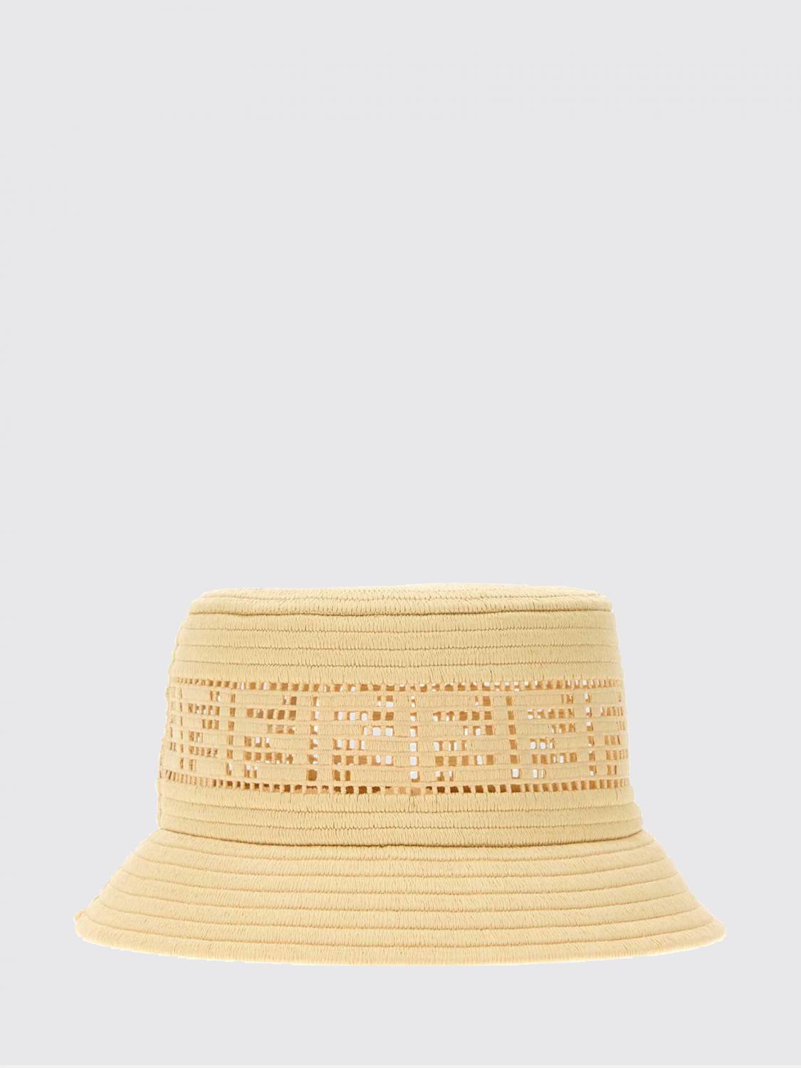 FENDI CAPPELLO: Cappello Fendi in rafia con monogram FF intarsiato , Naturale - Img 2