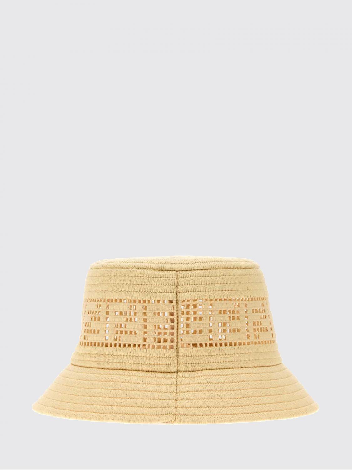 FENDI CAPPELLO: Cappello Fendi in rafia con monogram FF intarsiato , Naturale - Img 3
