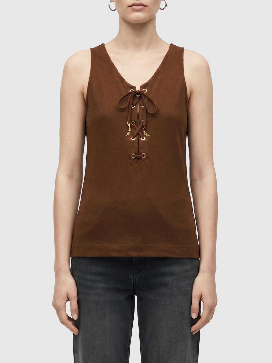 ZADIG & VOLTAIRE TOP: Top in cotone e lino Zadig & Voltaire, Marrone - Img 1