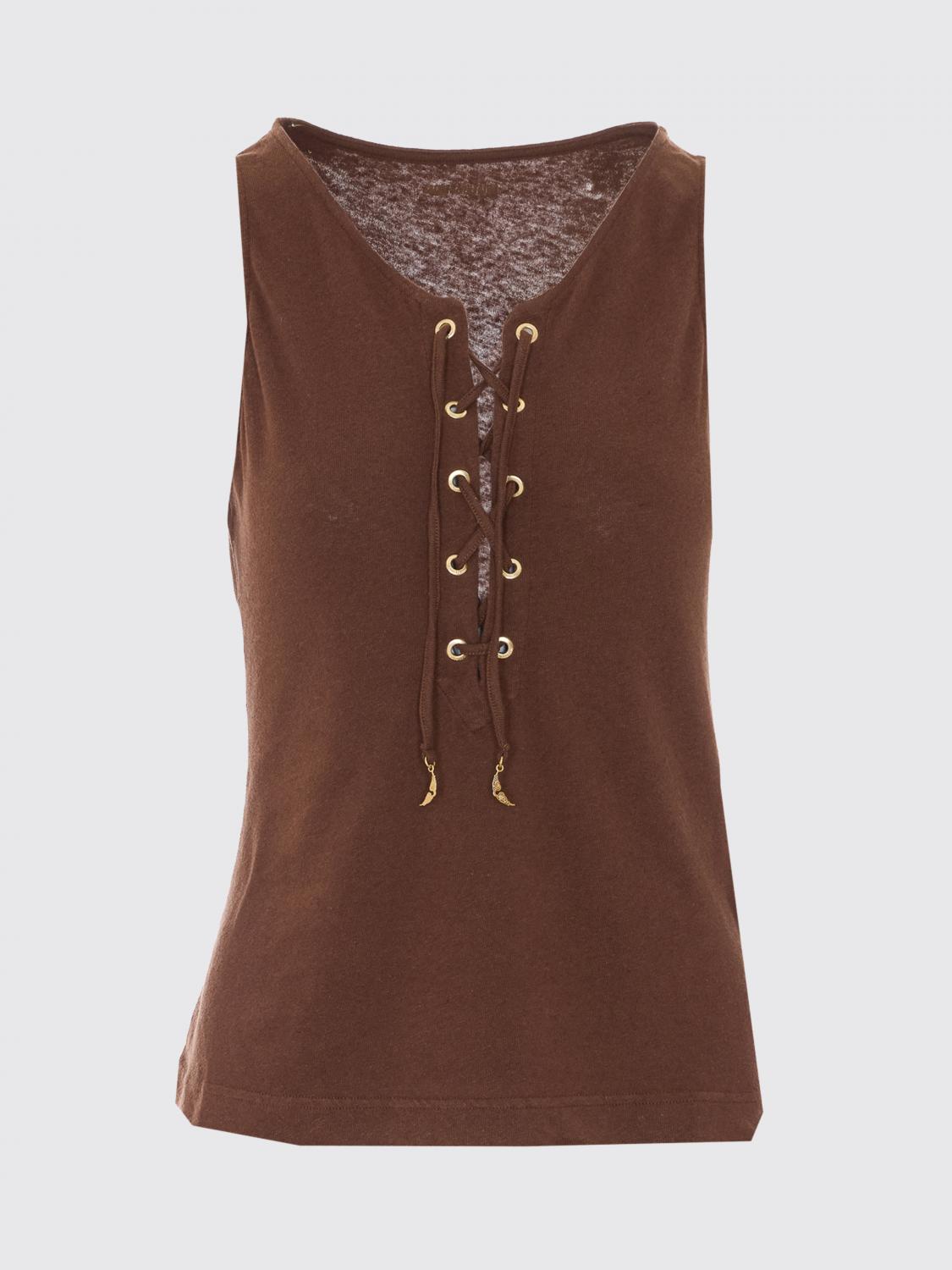 ZADIG & VOLTAIRE TOP: Top in cotone e lino Zadig & Voltaire, Marrone - Img 2