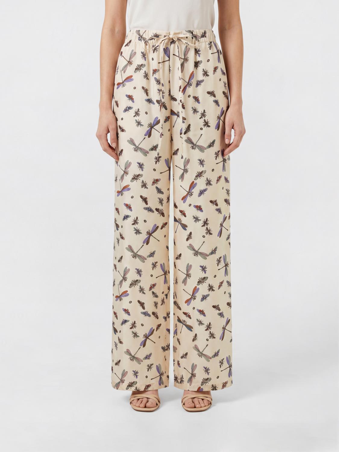 GUCCI PANTALONI: Pantaloni palazzo Gucci in seta con stampa , Bianco - Img 1