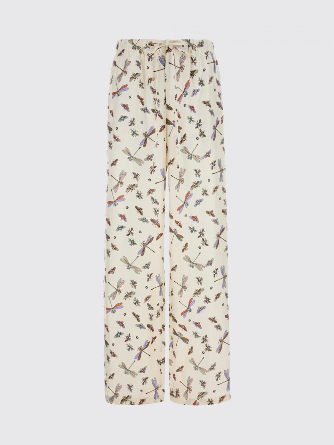 GUCCI PANTALONI: Pantaloni palazzo Gucci in seta con stampa , Bianco - Img 2