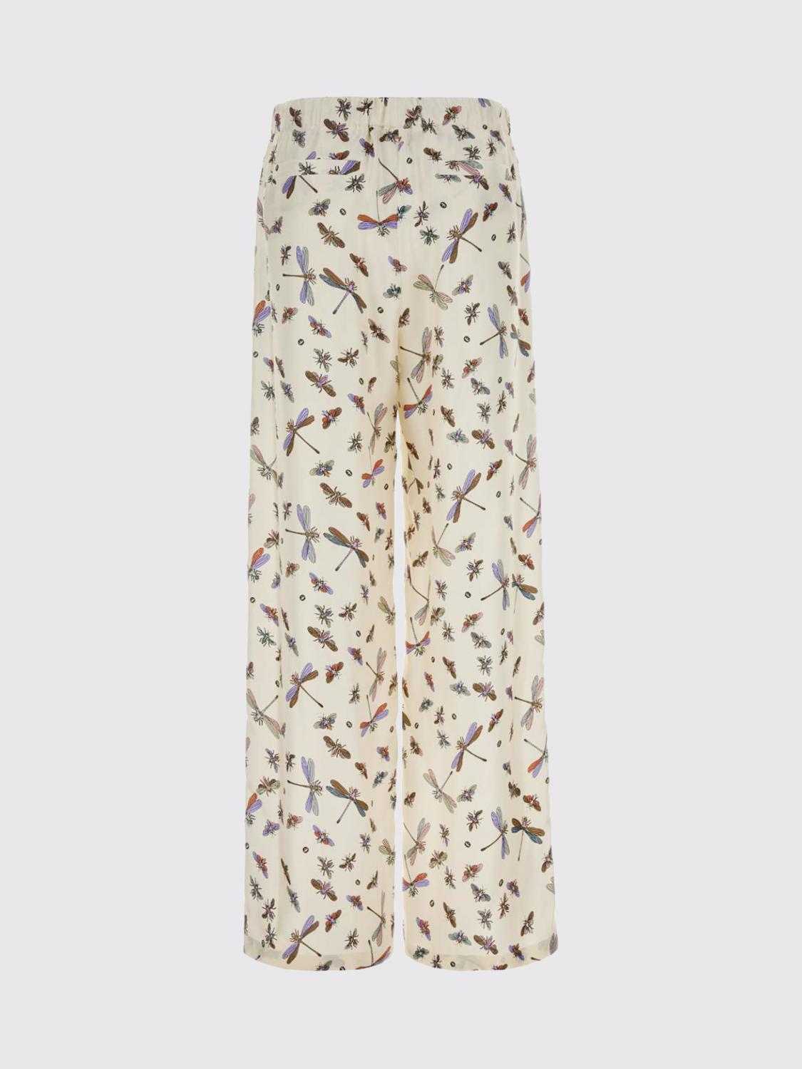 GUCCI PANTALONI: Pantaloni palazzo Gucci in seta con stampa , Bianco - Img 3