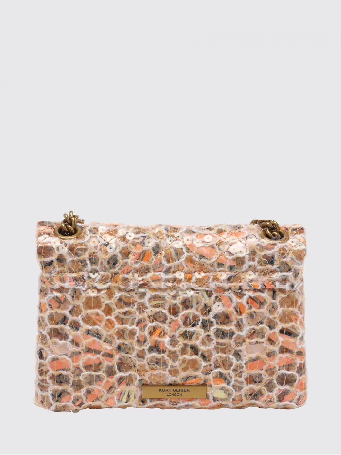 KURT GEIGER LONDON BORSA MINI: Borsa Kensington Kurt Geiger London in poliestere con paillettes e fiori ricamati , Marrone - Img 2