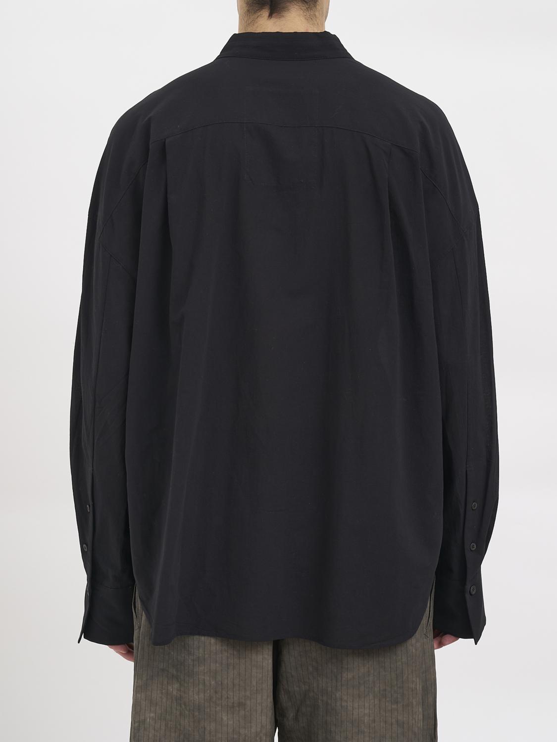 ZIGGY CHEN CAMISA: Camisa cruzada de algodón Ziggy Chen, Negro - Img 3