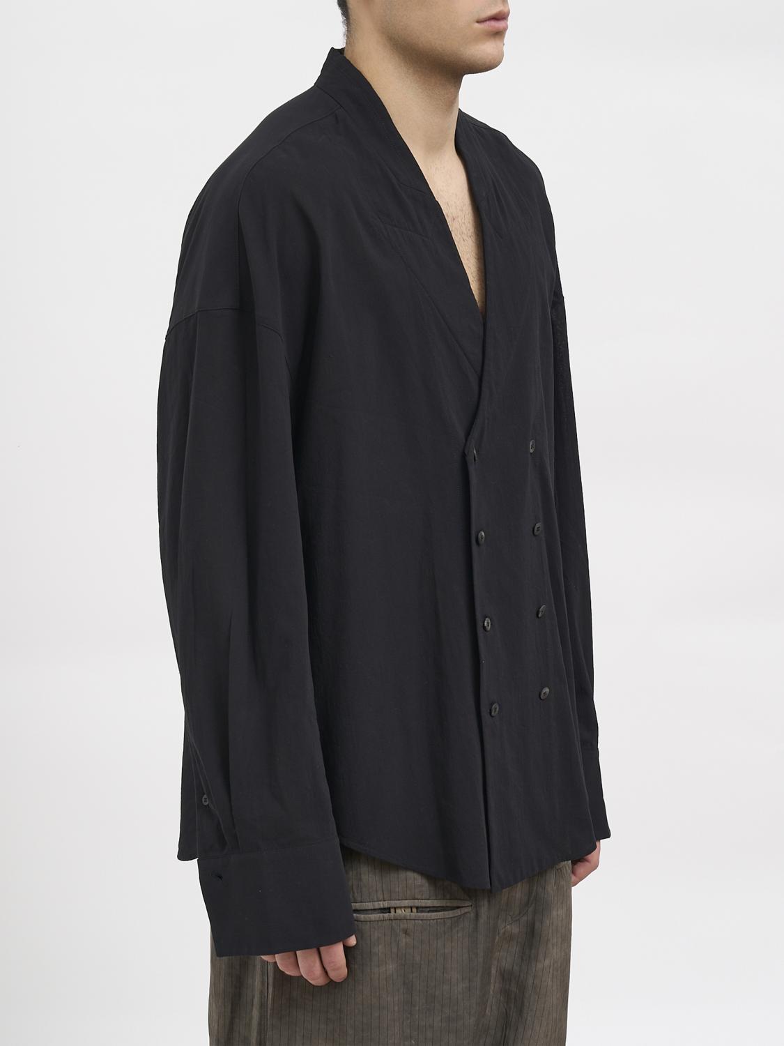 ZIGGY CHEN CAMISA: Camisa cruzada de algodón Ziggy Chen, Negro - Img 4