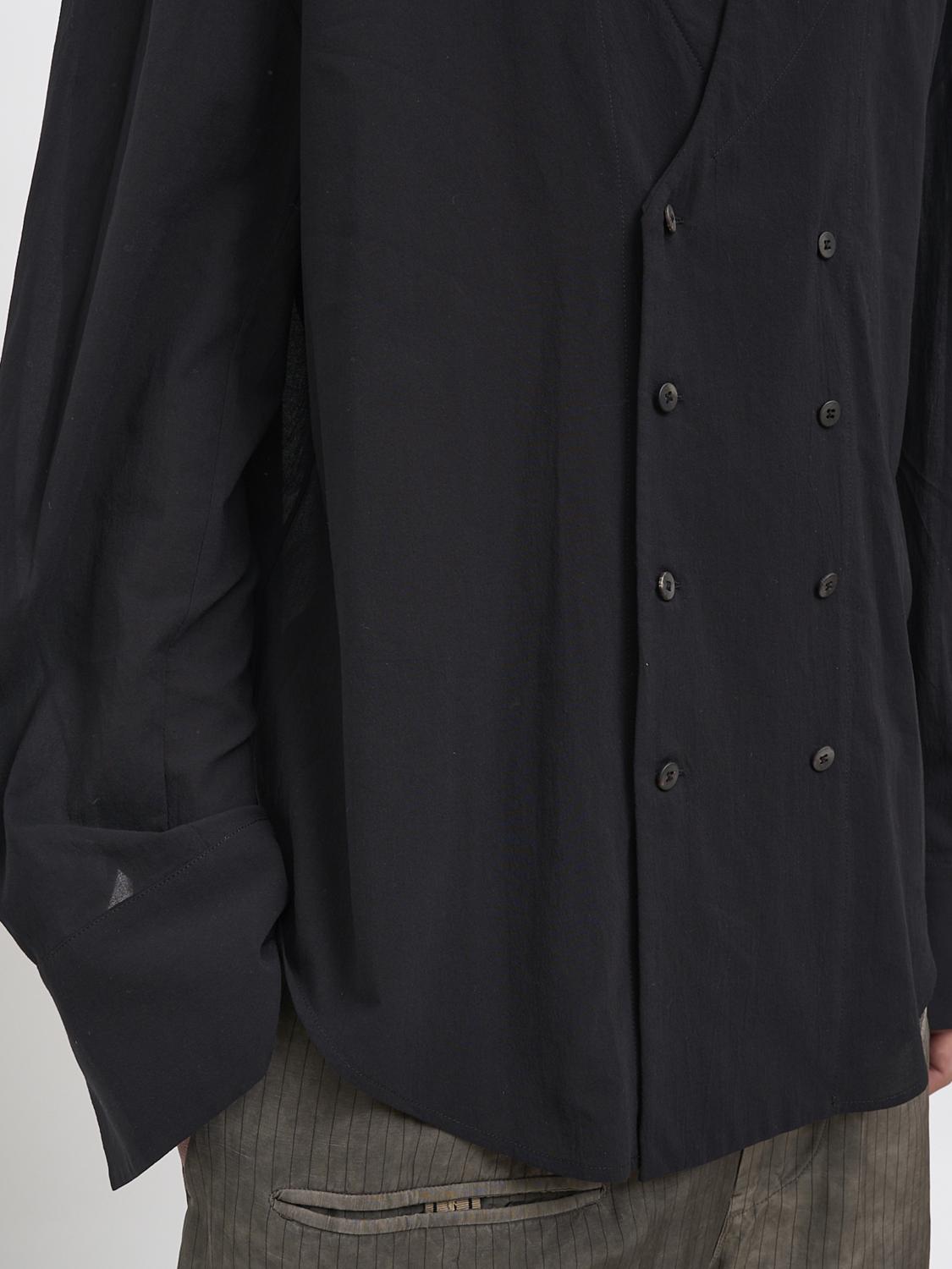 ZIGGY CHEN CAMISA: Camisa cruzada de algodón Ziggy Chen, Negro - Img 5