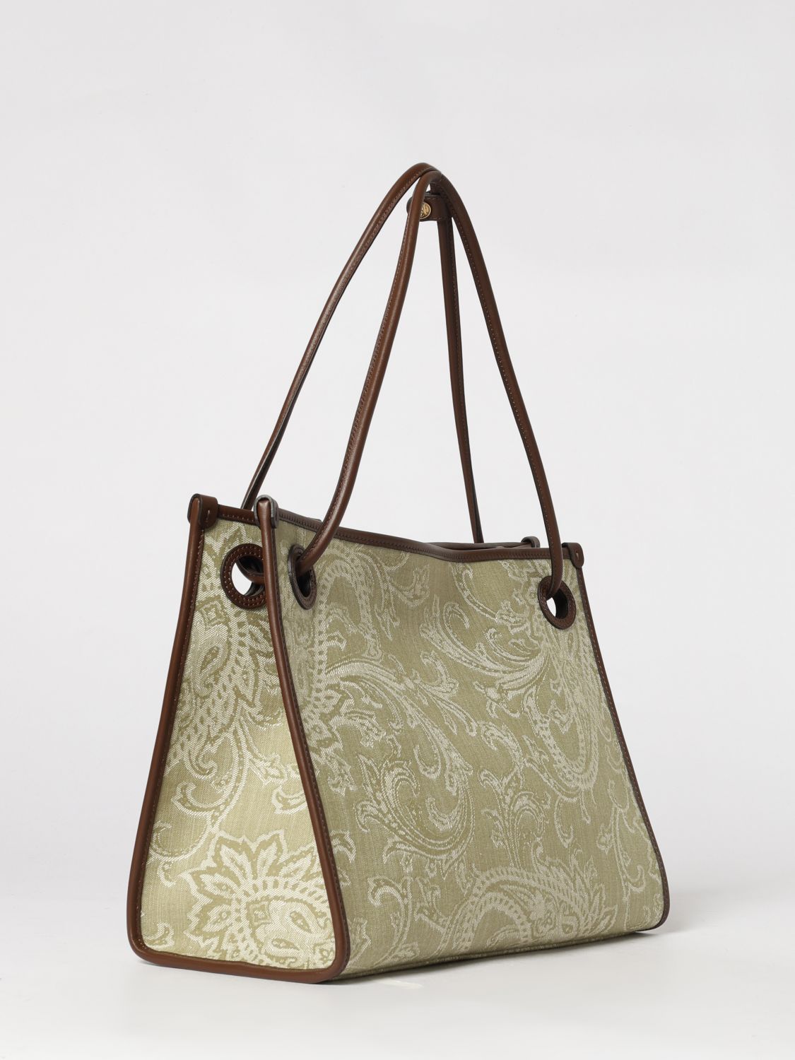 ETRO BORSA TOTE: Borsa Eyes Etro in denim di cotone con Paisley jacquard, Beige - Img 3