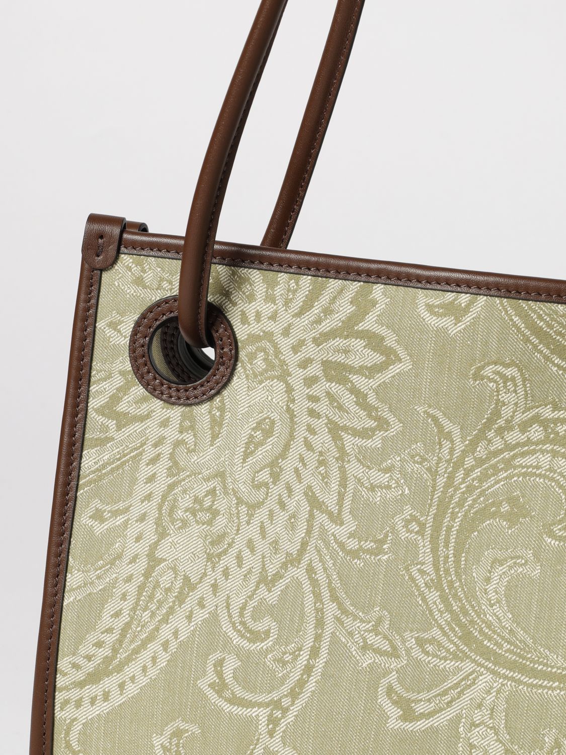 ETRO BORSA TOTE: Borsa Eyes Etro in denim di cotone con Paisley jacquard, Beige - Img 4