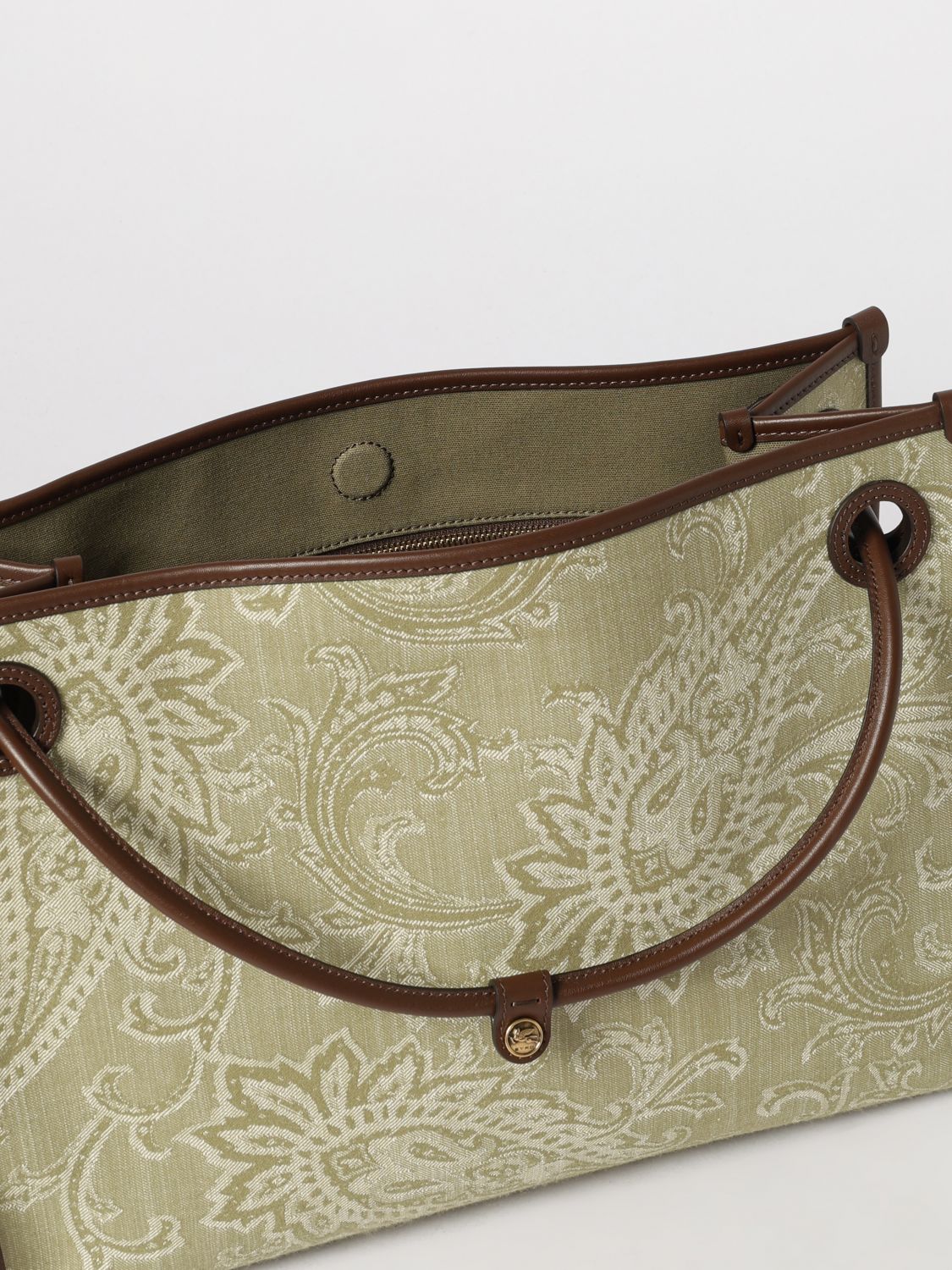 ETRO BORSA TOTE: Borsa Eyes Etro in denim di cotone con Paisley jacquard, Beige - Img 5