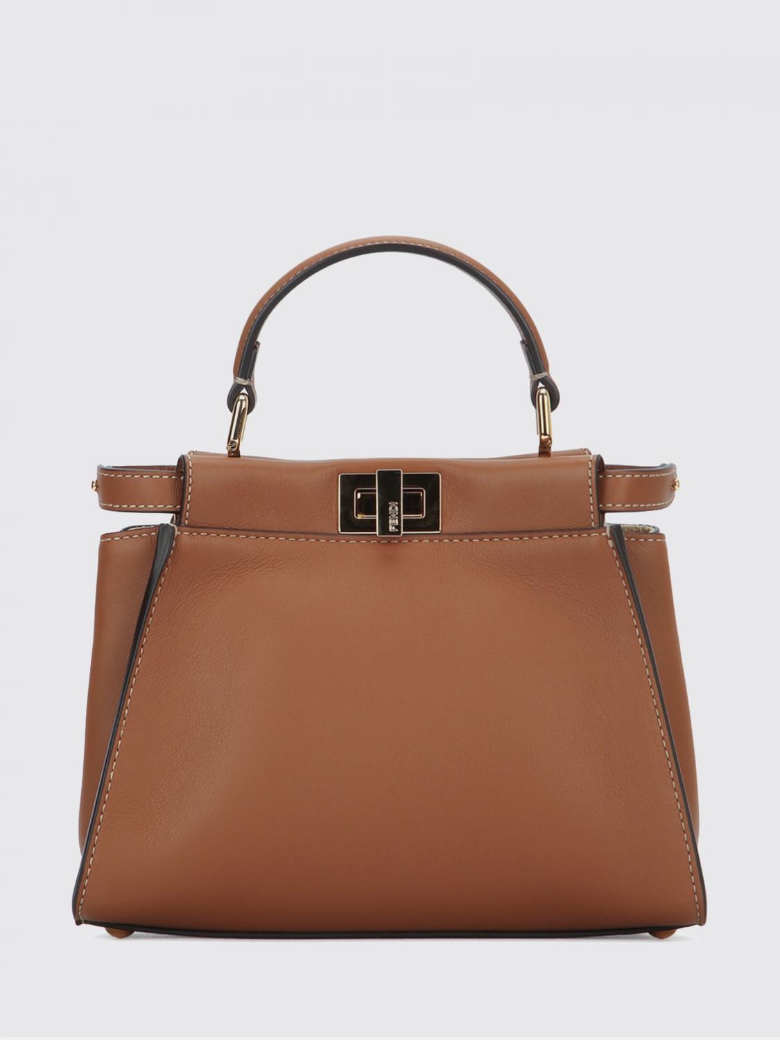 FENDI BORSA MINI: Borsa Peekaboo Mini Fendi in pelle , Naturale - Img 1