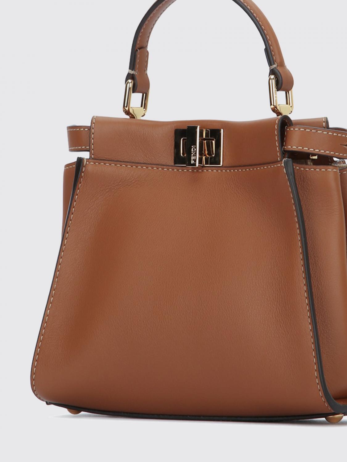 FENDI BORSA MINI: Borsa Peekaboo Mini Fendi in pelle , Naturale - Img 3