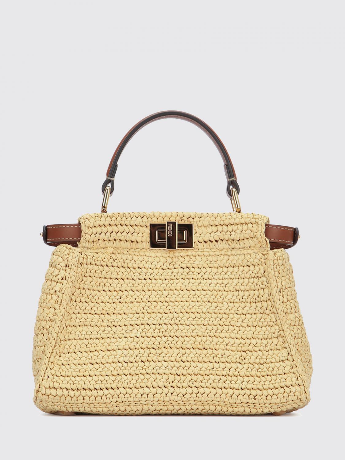 FENDI BORSA MINI: Borsa Peekaboo Mini Fendi in rafia crochet , Naturale - Img 2