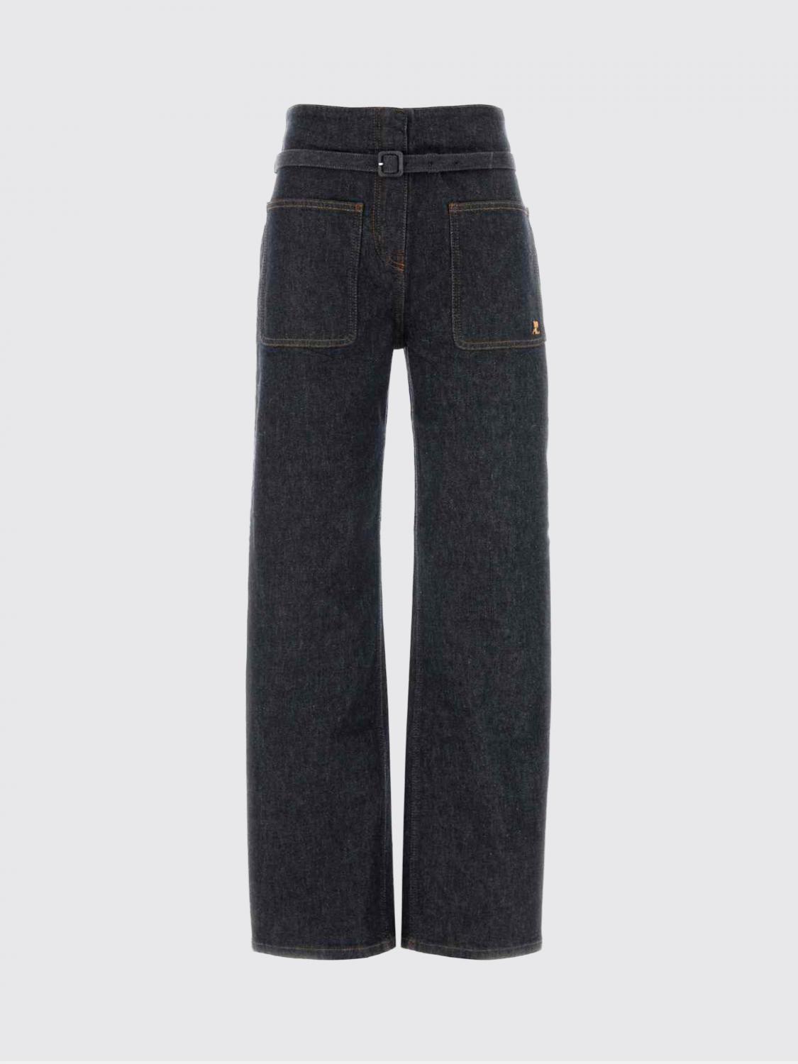 COURRÈGES JEANS: Jeans a gamba larga Courrèges in denim stretch , Blue - Img 2