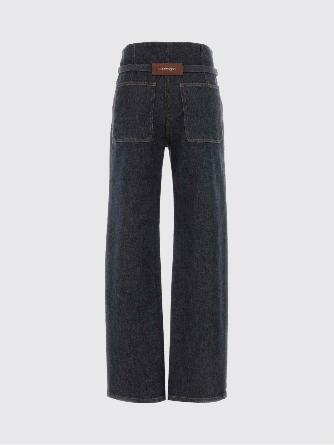 COURRÈGES JEANS: Jeans a gamba larga Courrèges in denim stretch , Blue - Img 3