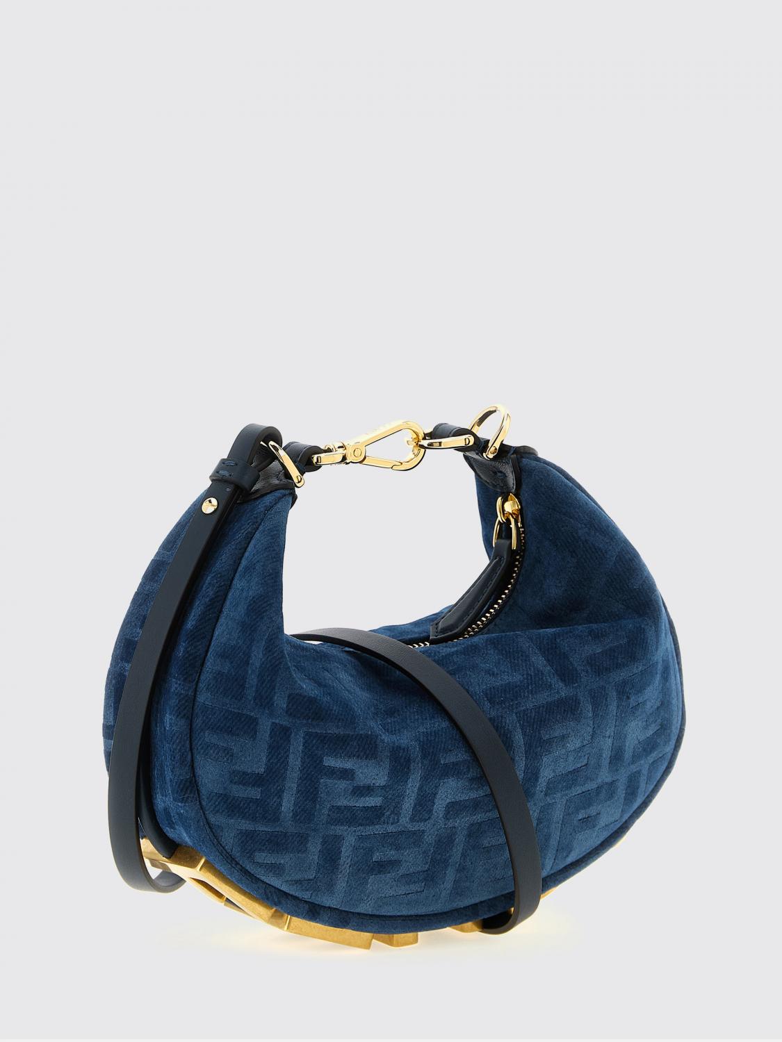 FENDI BORSA MINI: Borsa Fendigraphy Mini Fendi in denim con monogram FF floccato , Blue - Img 2