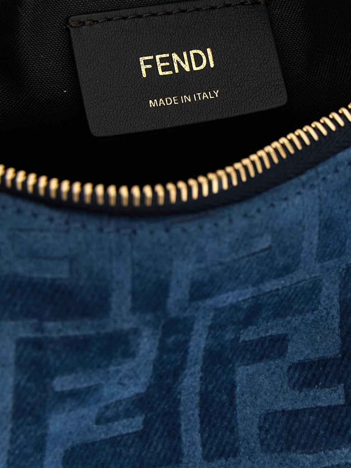 FENDI BORSA MINI: Borsa Fendigraphy Mini Fendi in denim con monogram FF floccato , Blue - Img 4