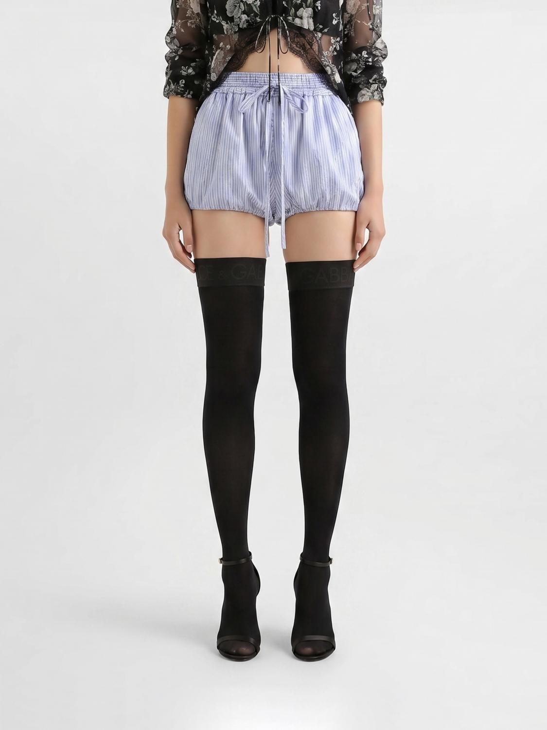 DOLCE & GABBANA PANTALONCINI: Pantaloncini Dolce & Gabbana in cotone e seta a righe , Blue - Img 1