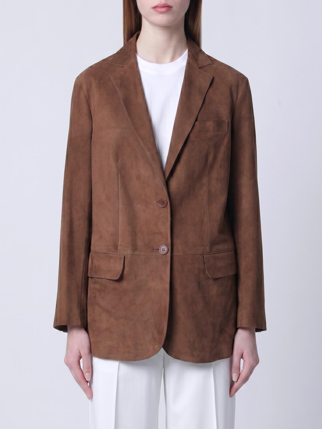 SALVATORE SANTORO GIACCA: Blazer a monopetto Salvatore Santoro in camoscio, Marrone - Img 1