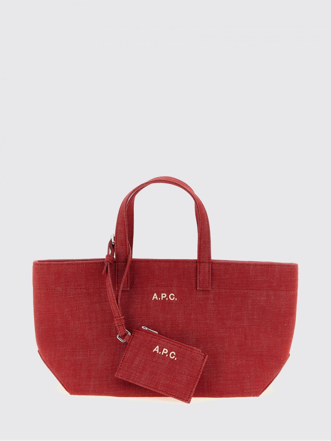A.P.C. BORSA A MANO: Borsa Le Drummer A.P.C. in canvas di cotone , Rosso - Img 1