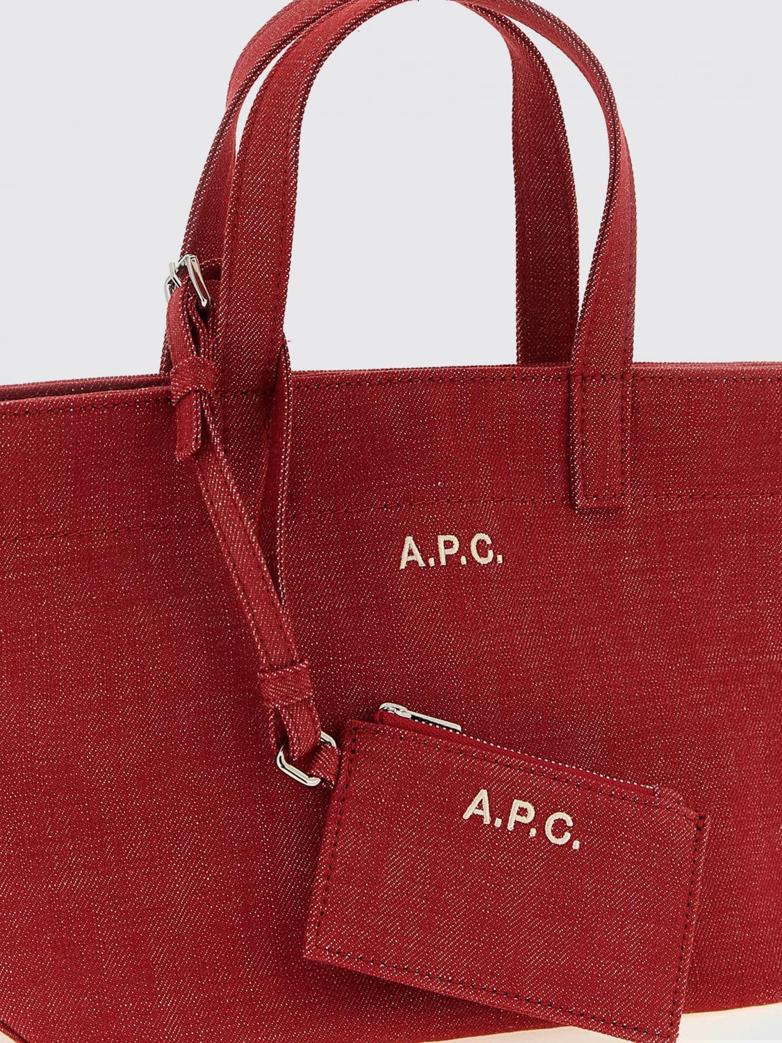 A.P.C. BORSA A MANO: Borsa Le Drummer A.P.C. in canvas di cotone , Rosso - Img 3