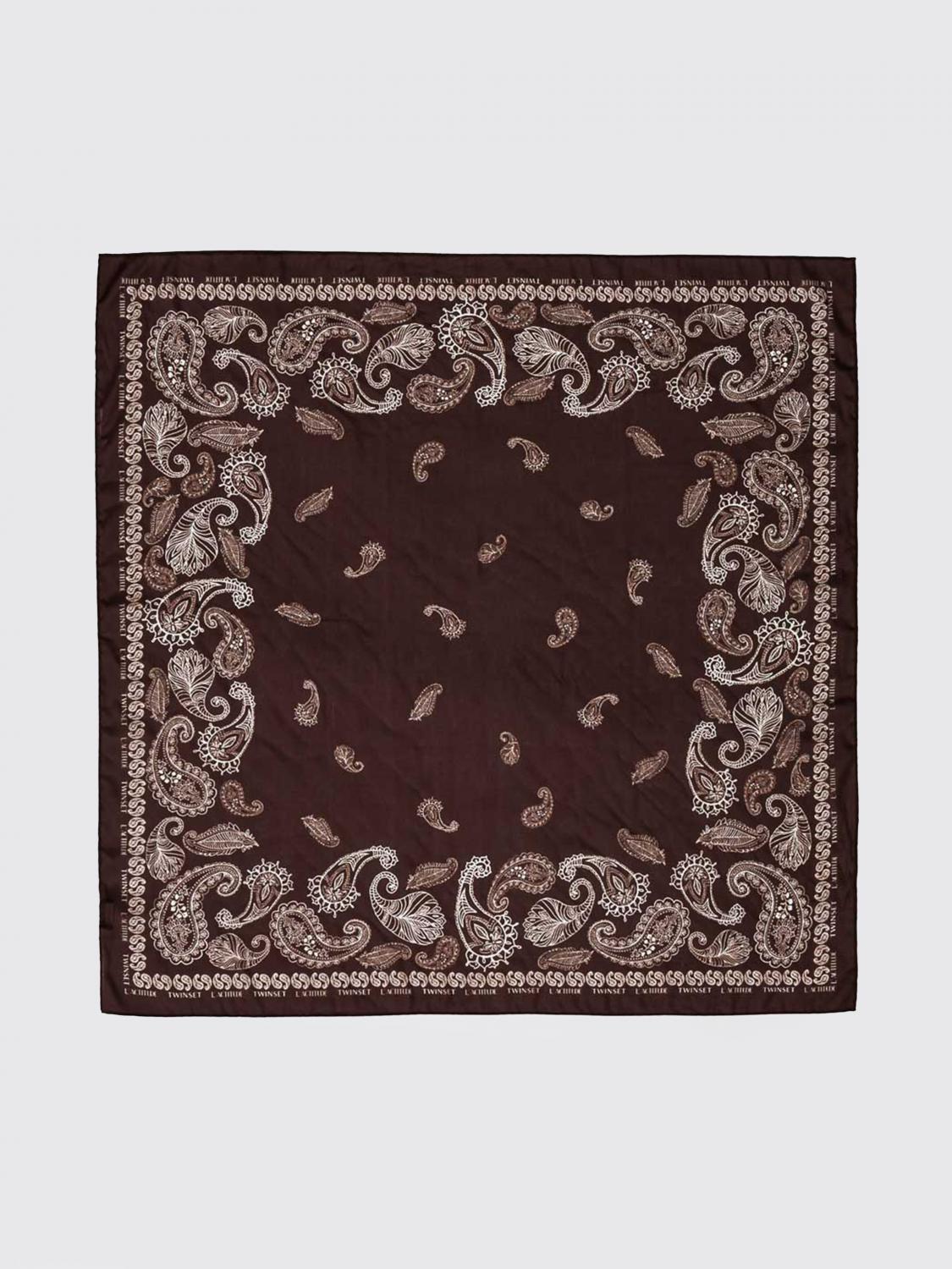 ACTITUDE TWINSET FOULARD: Foulard Actitude Twinset in poliestere stampa paisley, Cacao - Img 1