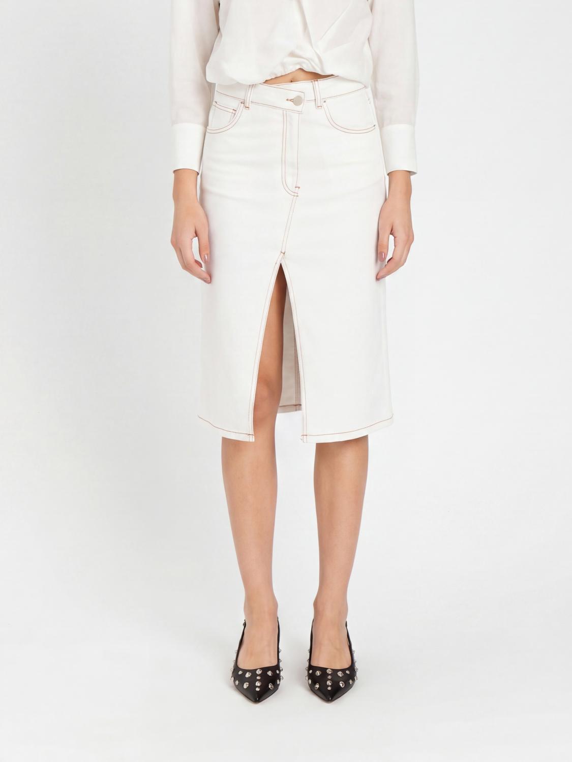 ACTITUDE TWINSET GONNA: Gonna di jeans Actitude Twinset, Latte - Img 1