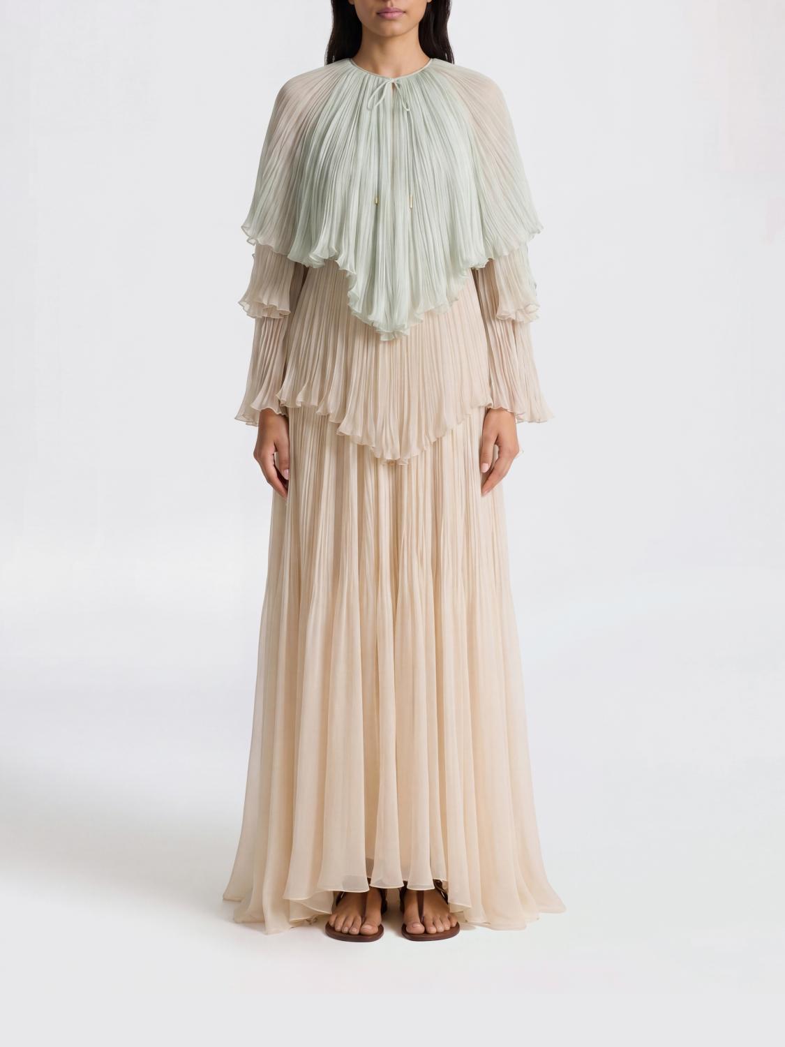 ALBERTA FERRETTI ABITO: Abito lungo plissè Alberta Ferretti in seta , Verde - Img 1