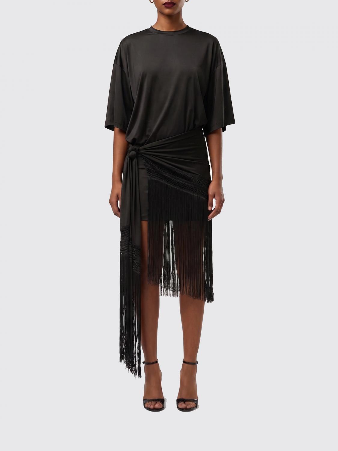 THE ANDAMANE KLEID: Wickelkleid aus Jersey mit Fransen The Andamane, Schwarz - Img 1