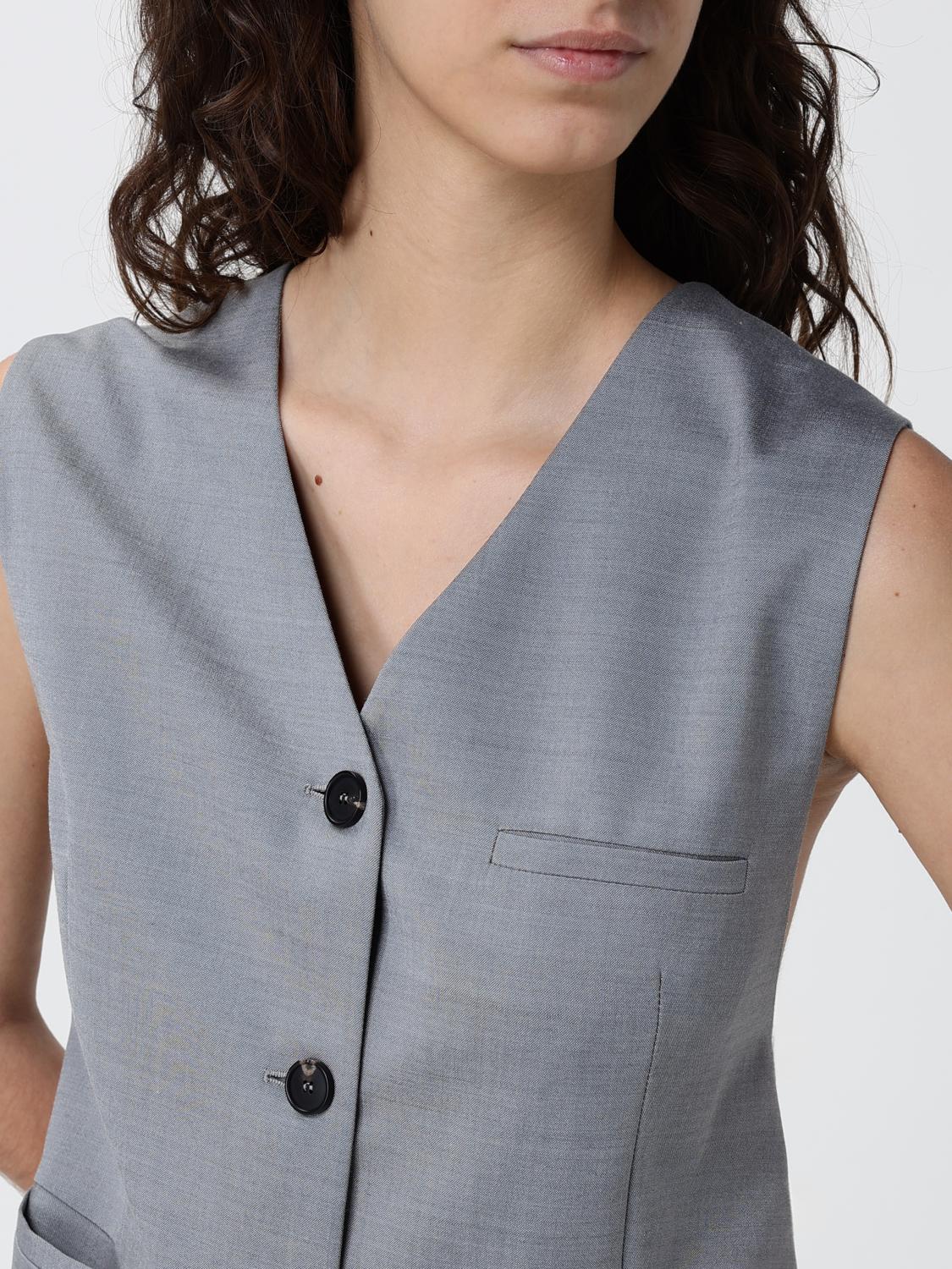 TELA GILET: Gilet classico a monopetto Tela in fresco lana, Grigio - Img 3