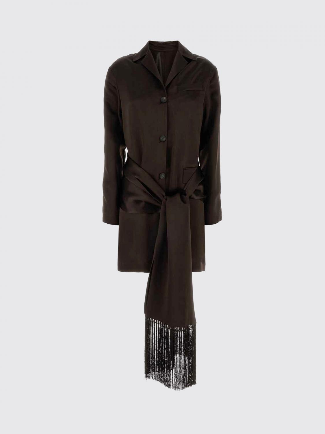FERRAGAMO CAMICIA: Camicia in raso con frange Ferragamo, Caffe - Img 2