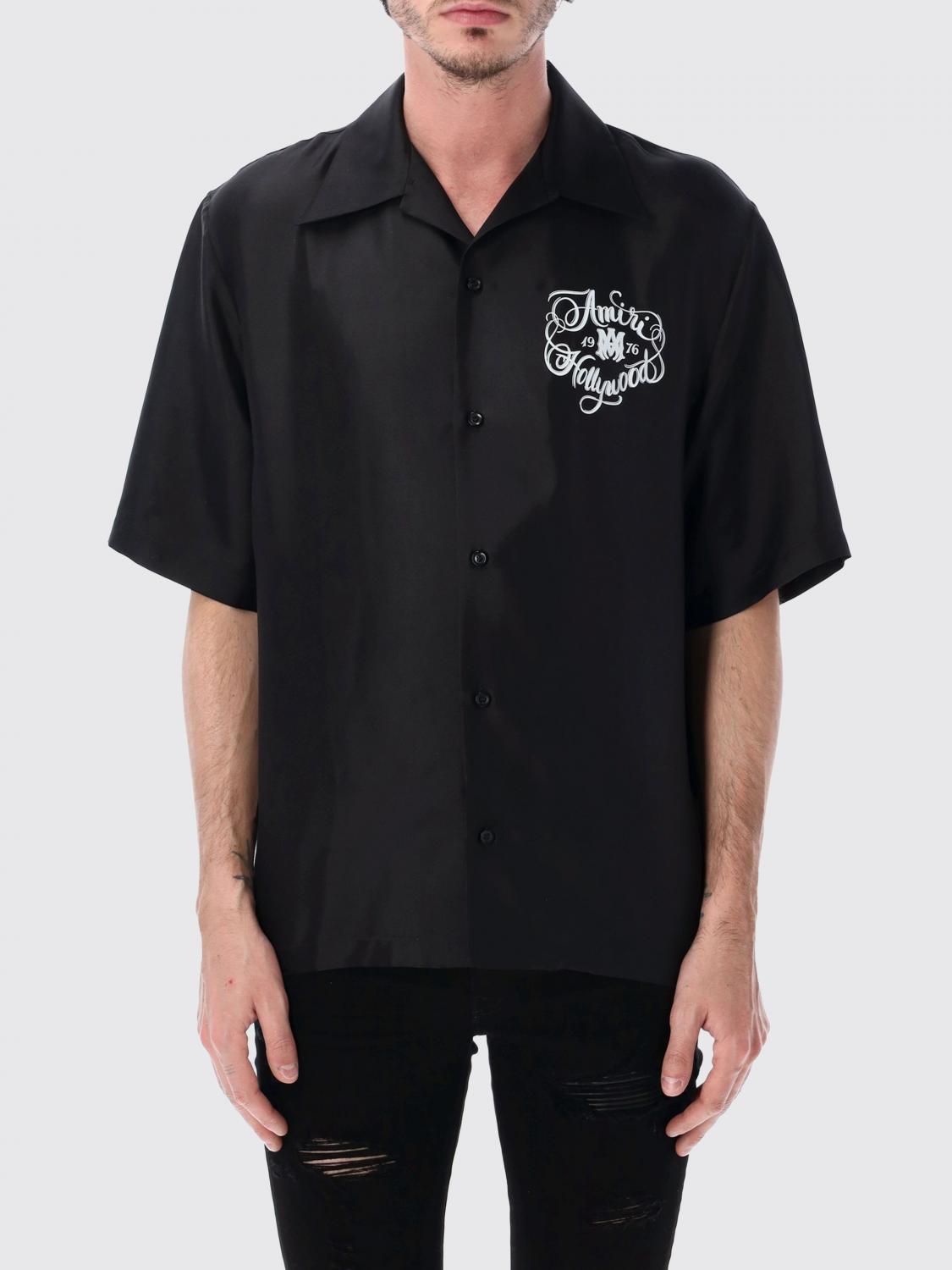 AMIRI CAMISA: Camisa Amiri de seda con logo, Negro - Img 1