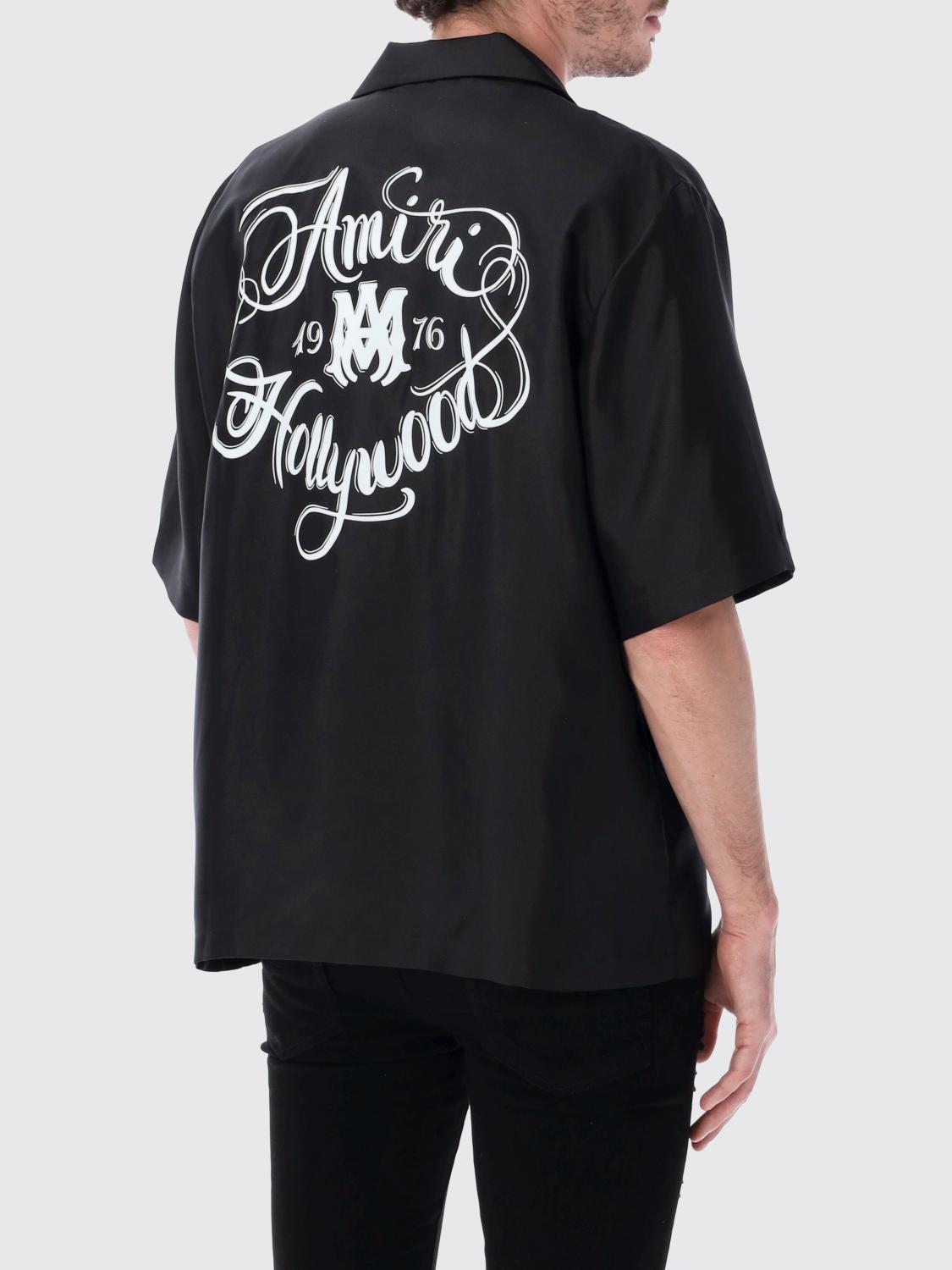 AMIRI CAMISA: Camisa Amiri de seda con logo, Negro - Img 2