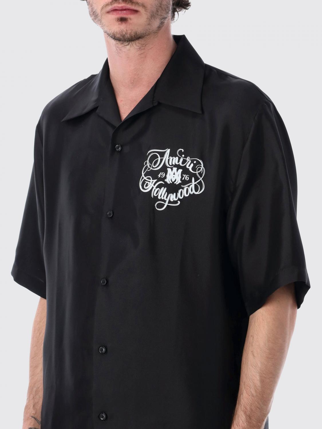 AMIRI CAMISA: Camisa Amiri de seda con logo, Negro - Img 3