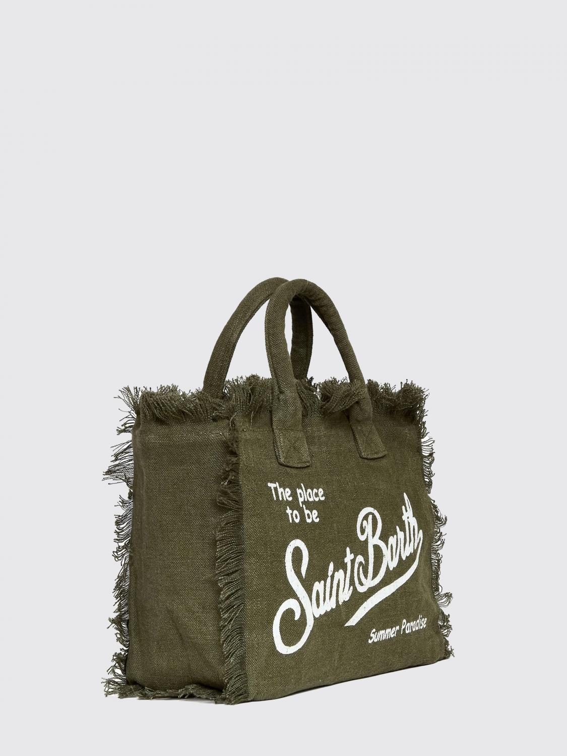 MC2 SAINT BARTH BORSA A MANO: Borsa Colette MC2 Saint Barth in lino con logo stampato , Militare - Img 2