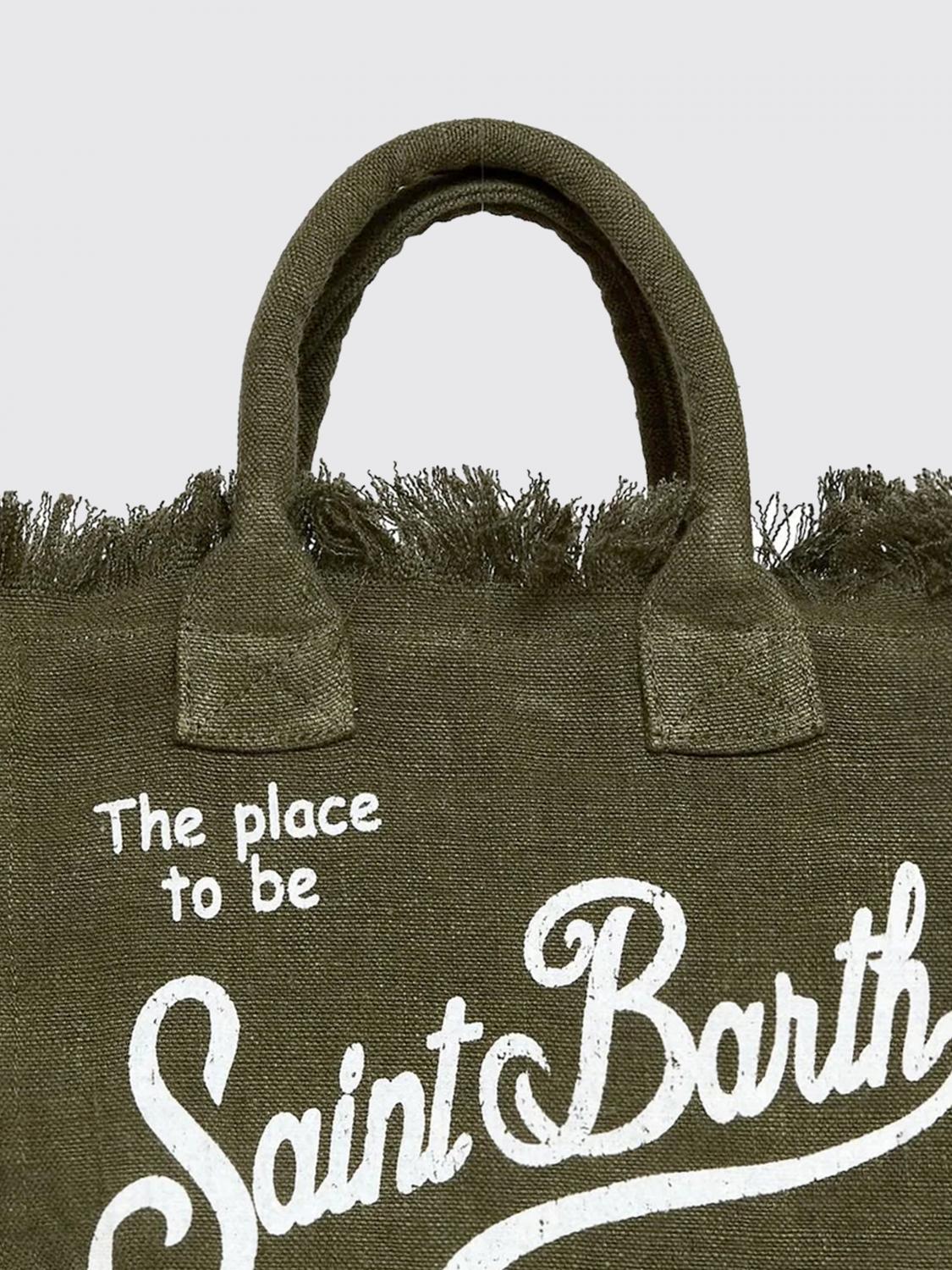 MC2 SAINT BARTH BORSA A MANO: Borsa Colette MC2 Saint Barth in lino con logo stampato , Militare - Img 3