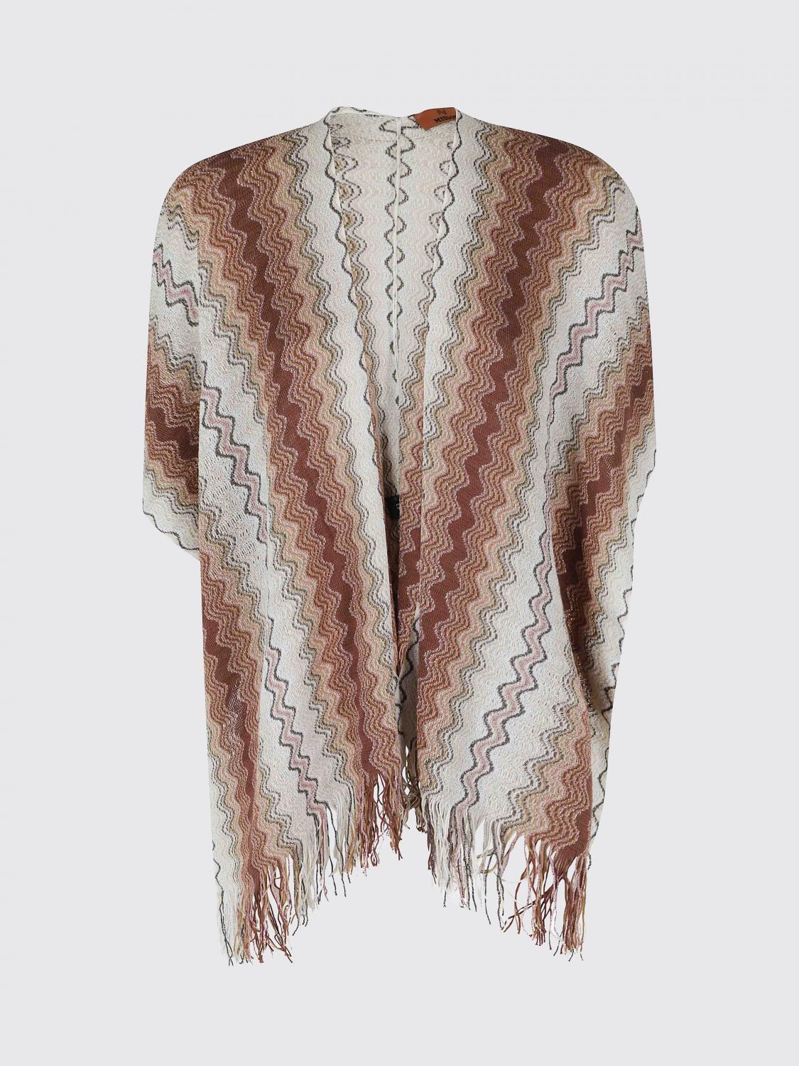 MISSONI CAPPOTTO: Mantella in misto cotone a zig zag Missoni, Marrone - Img 1