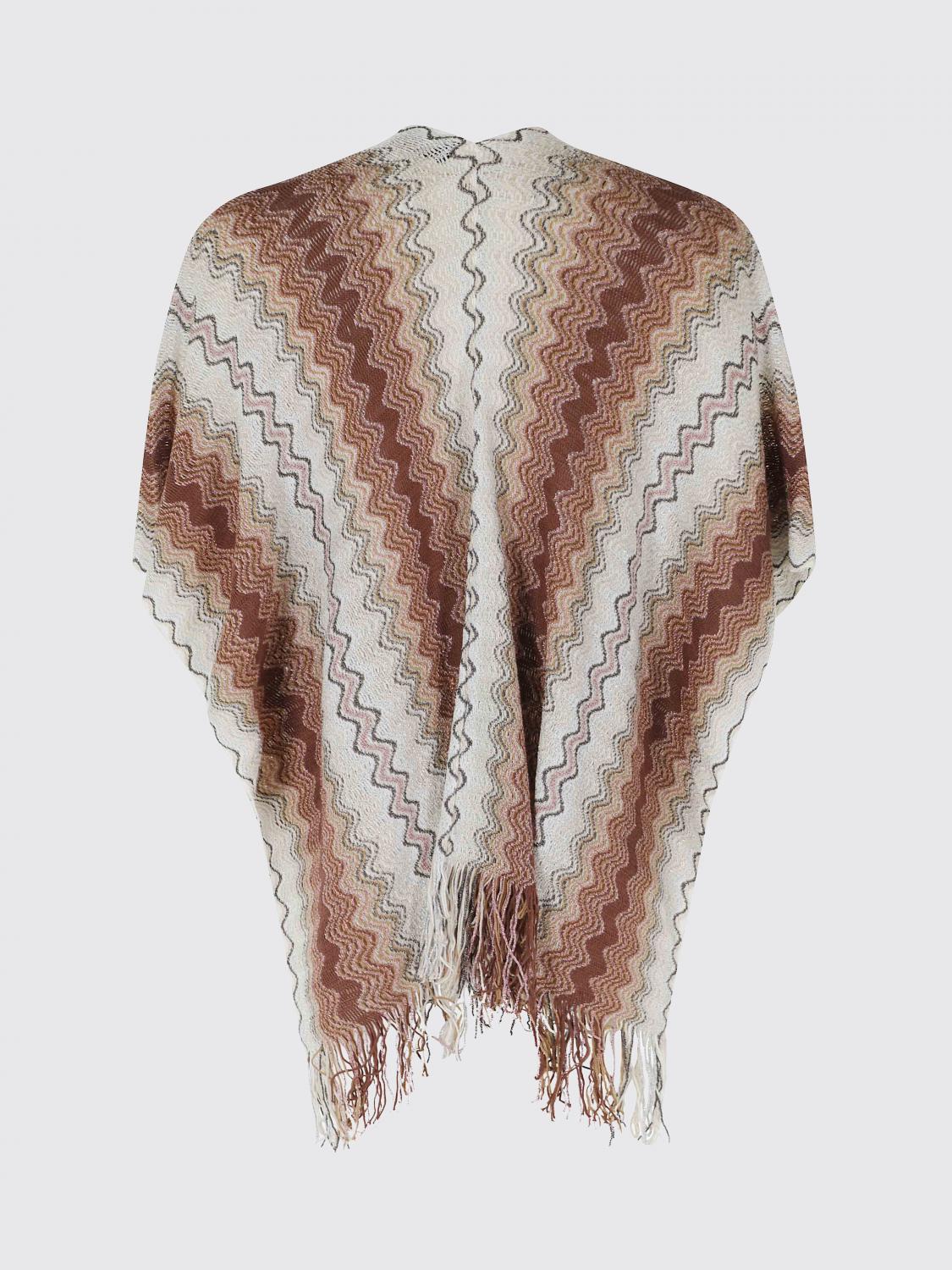 MISSONI CAPPOTTO: Mantella in misto cotone a zig zag Missoni, Marrone - Img 2