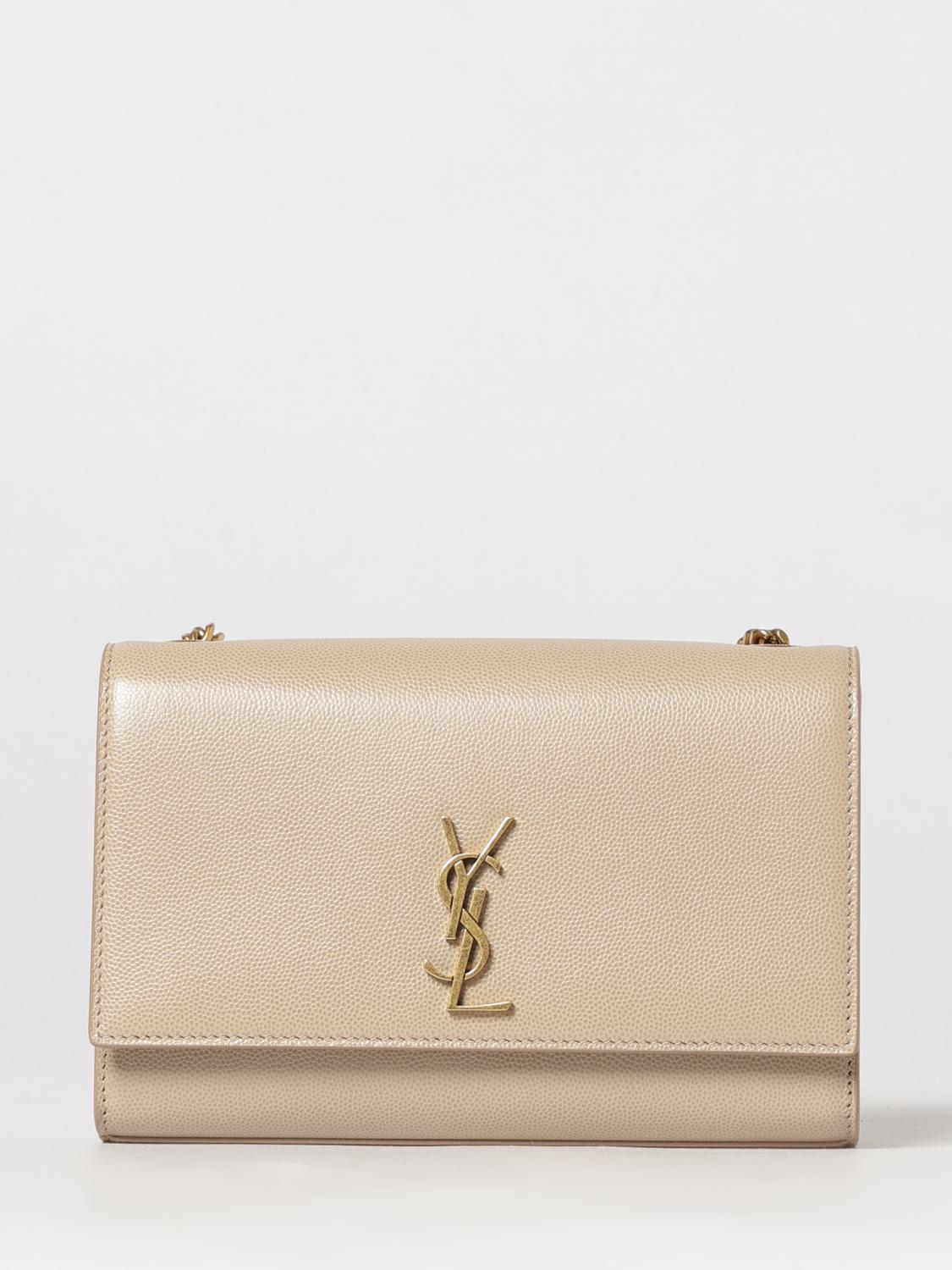 SAINT LAURENT BORSA MINI: Borsa Kate Saint Laurent in pelle grain de poudre , Beige - Img 1