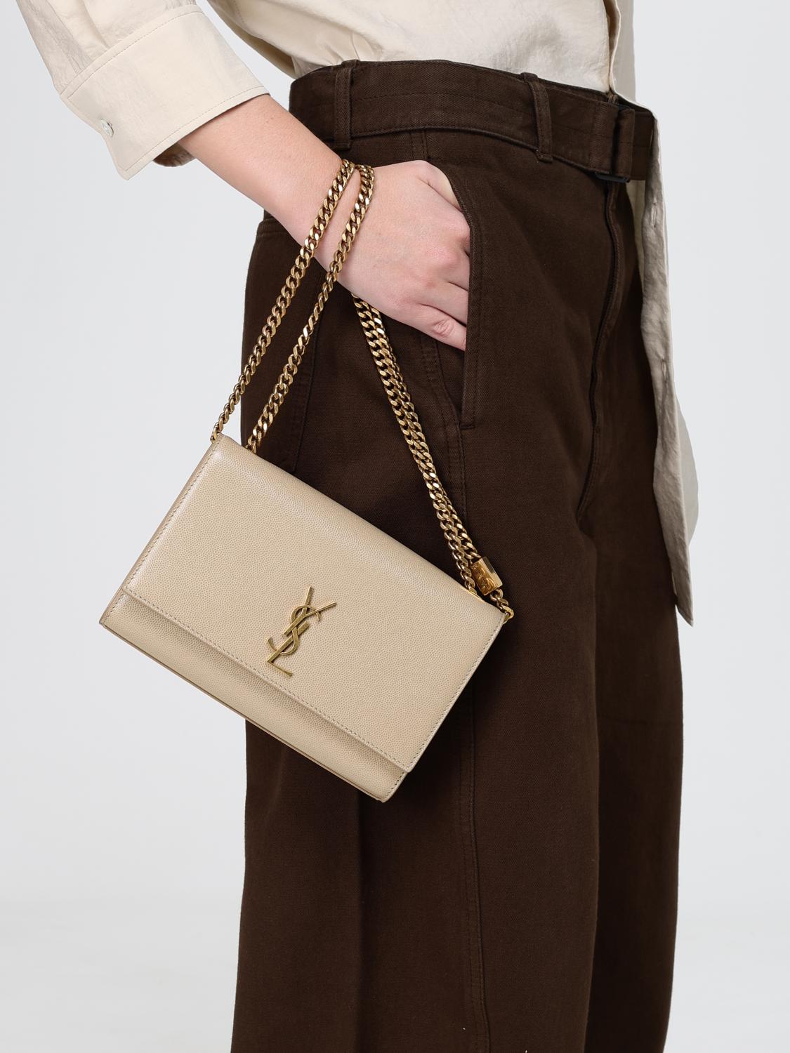 SAINT LAURENT BORSA MINI: Borsa Kate Saint Laurent in pelle grain de poudre , Beige - Img 2
