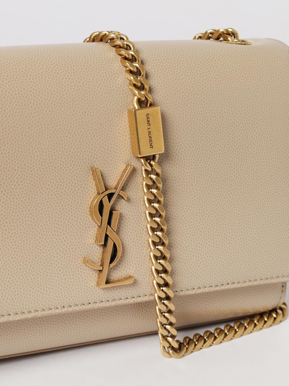 SAINT LAURENT BORSA MINI: Borsa Kate Saint Laurent in pelle grain de poudre , Beige - Img 4