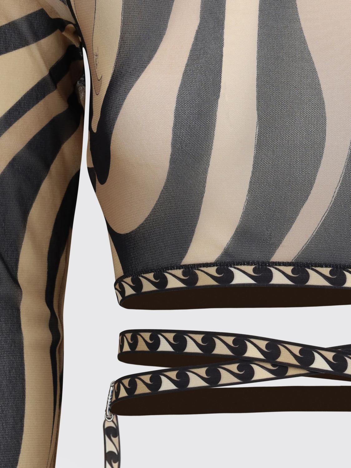 PUCCI TOP: Top crop in nylon stampato Pucci, Beige - Img 4