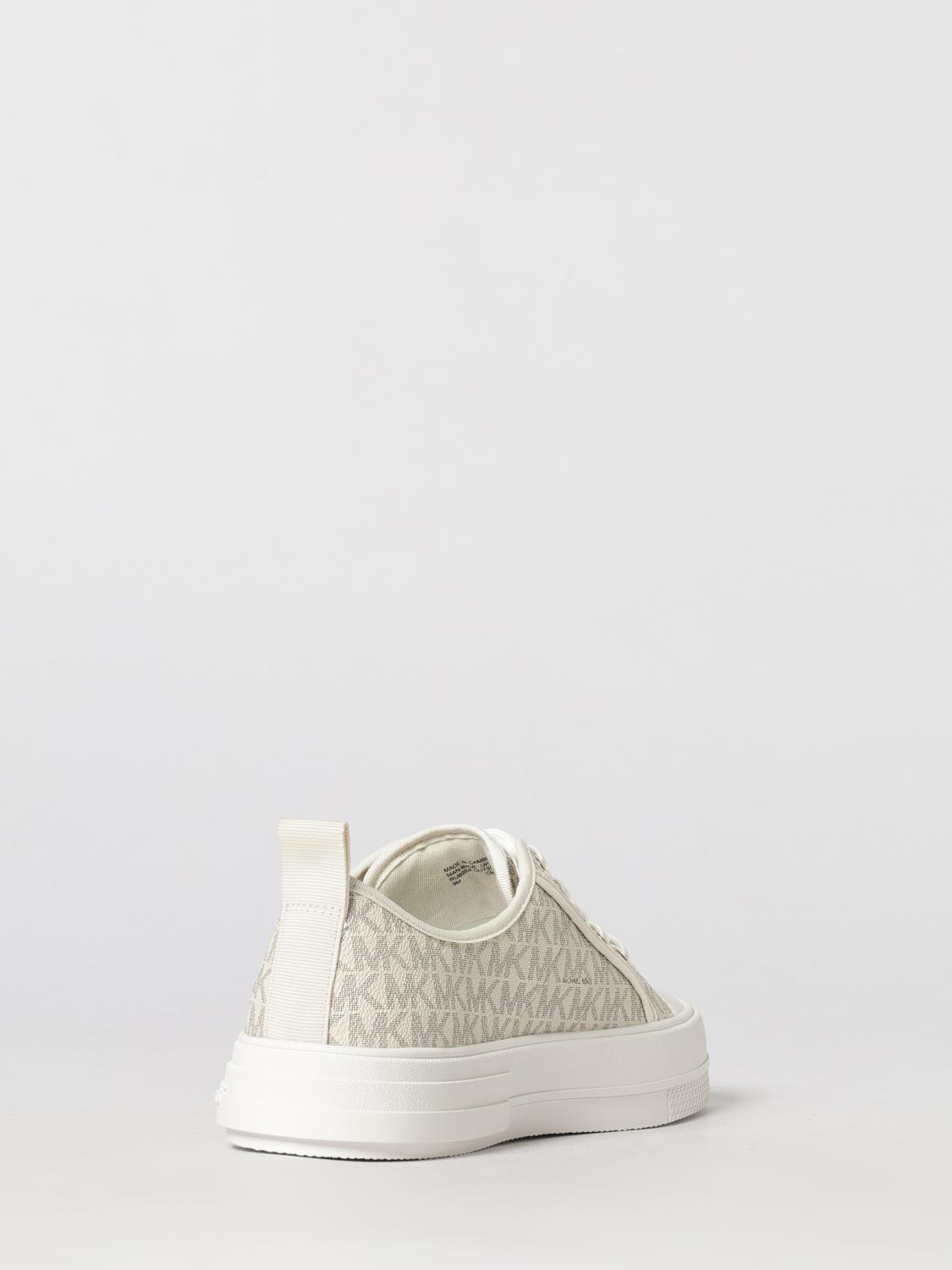MICHAEL KORS SNEAKERS: Sneakers Emmy Michael Kors in cotone spalmato con monogram MK stampato, Beige - Img 3