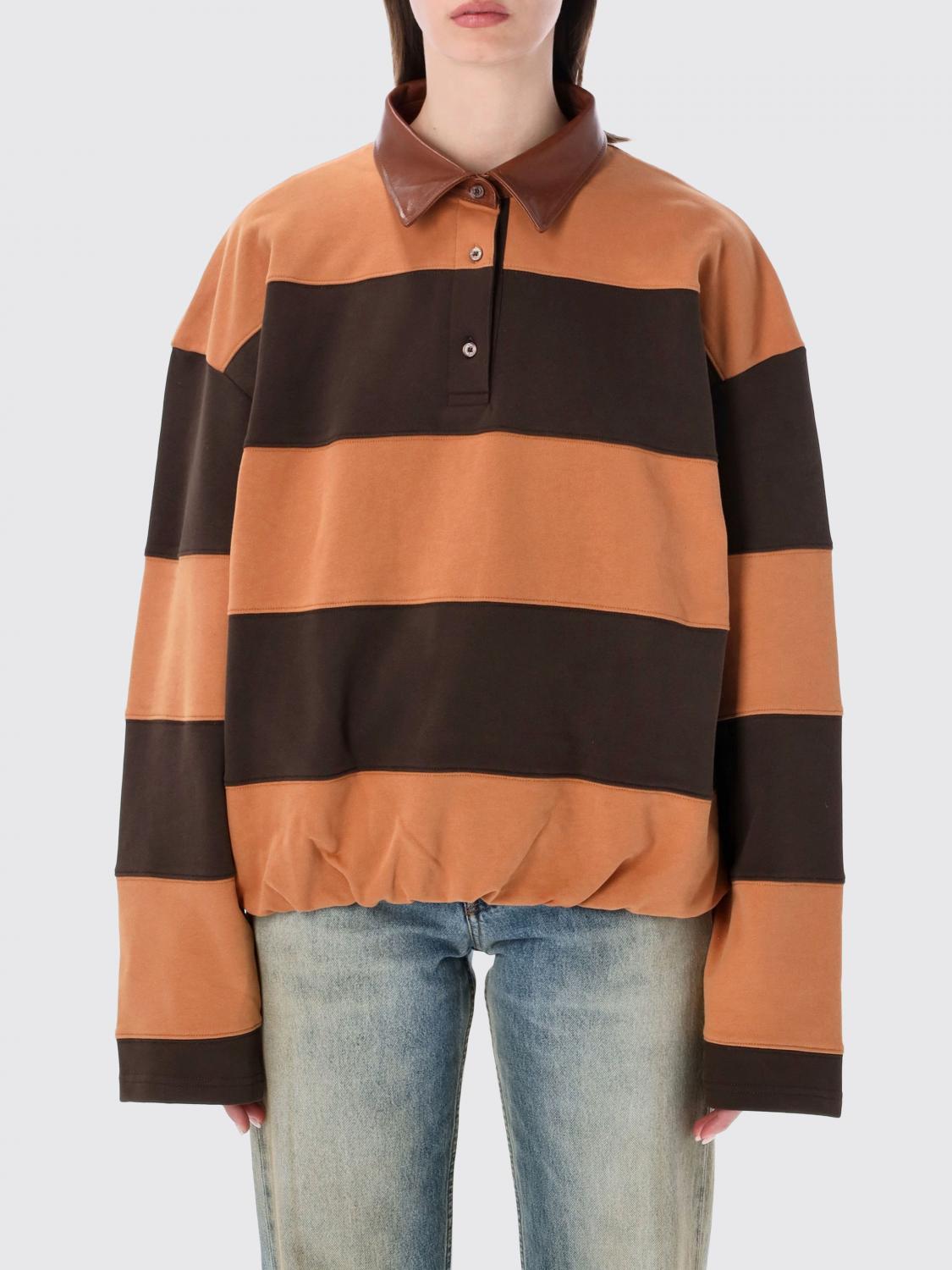 ACNE STUDIOS POLO: Polo over in cotone a righe Acne Studios, Marrone - Img 1