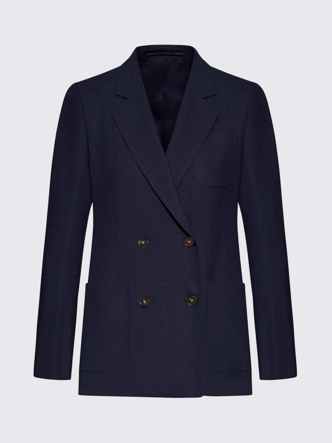TAGLIATORE CHAQUETA: Blazer de doble botonadura de seda Tagliatore, Azul Oscuro - Img 2