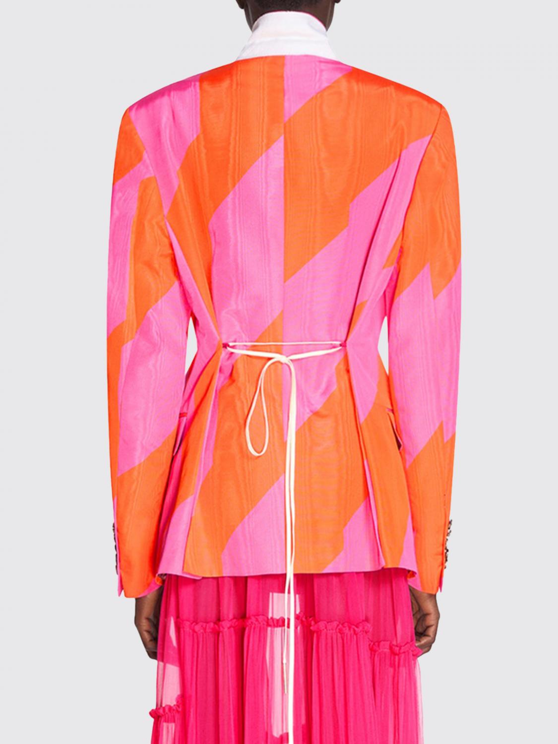 DRIES VAN NOTEN GIACCA: Blazer a doppiopetto in misto cotone bicolor Dries Van Noten, Rosa - Img 2
