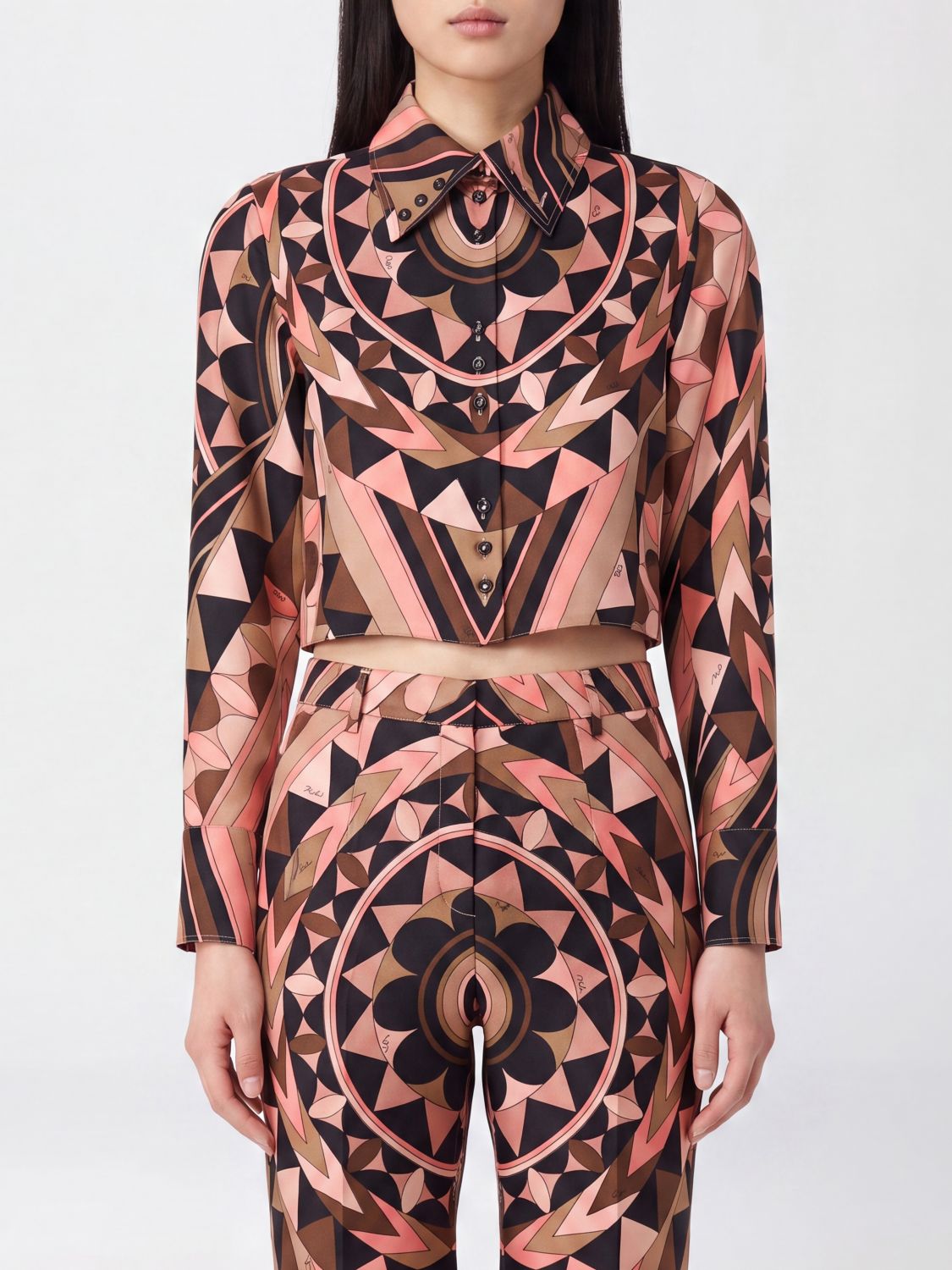 PUCCI CAMICIA: Camicia cropped Pucci in seta stampata , Rosa - Img 1