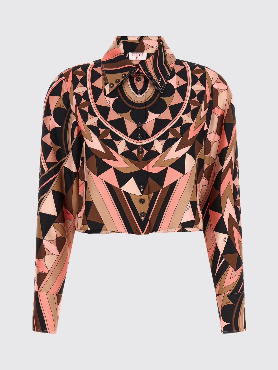 PUCCI CAMICIA: Camicia cropped Pucci in seta stampata , Rosa - Img 2